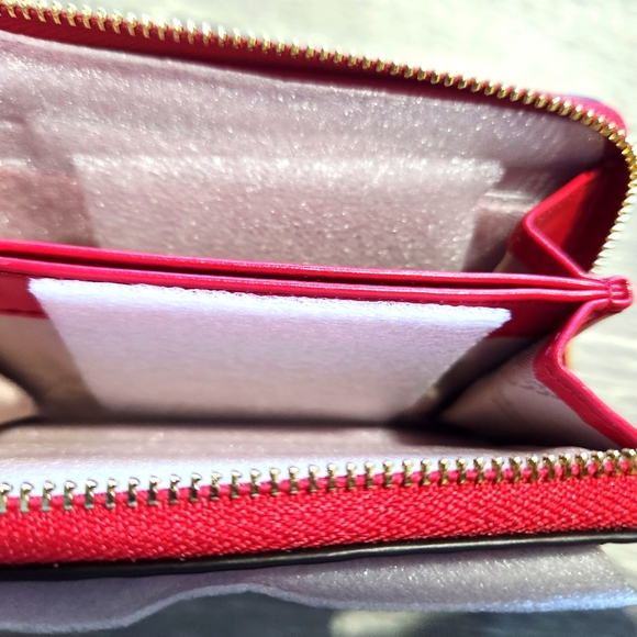 Michael Kors Jet Set Small Zip Around Card Case Wallet - Crimson Red - Picture 6 of 6